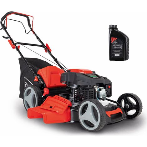 [JAMAIS UTILISÉ] Scheppach Tondeuse thermique autotractée MS225-53 - Moteur 6 CV / 4,4 kW - Largeur de coupe 53 cm - Hauteur de coupe réglable - Panier 65 l - Fonctions mulching et nettoyage - Huile m