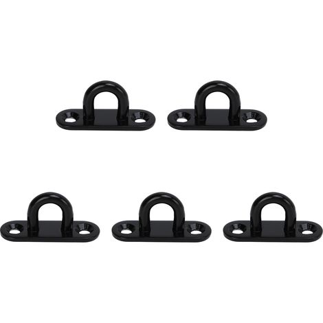 Lot de 5 œillets de fixation ovales noirs de 5 mm (0,20 po) en acier inoxydable, pour plafond et portes.