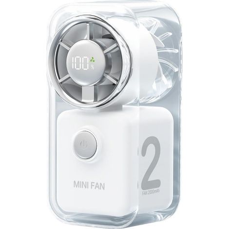 Ventilateur portable0-Mini Fan 2000mAh, 5 vitesses, Type-C–Silencieux,Écran LED, pliable – pour voyage, camping et plage (1/5)