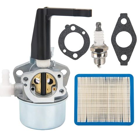 696065 Carburetor Compatible for Briggs & Stratton 697422 110402 110412 215369 Tiller Engine Carb with Mounting Gaskets Kit and 491588S Flat Air Filter Cartridge (1/4)