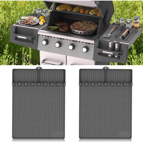 Lot de 2 tapis de spatule en silicone pour Blackstone - Grand tapis de spatule en silicone avec protection anti-gouttes - Accessoires pour barbecue - Tapis pour étagères latérales (1/5)