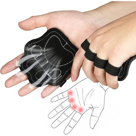 Guanti da fitness per uomo e donna, 1 paio, con motivo a zampa di gatto, quattro dita, realizzati in pelle e strato in microfibra, per fitness, ciclismo, trazioni alla sbarra (1/5)
