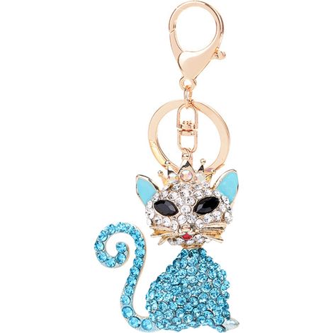 Pendentif personnalisé série Animaux - Sac mignon chat - Décoration cadeau (CHY-5218 Bleu) (1/5)