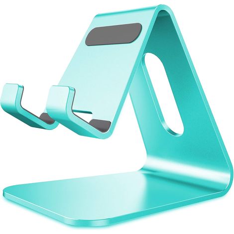 Support de Téléphone Portable, Support, Support de Bureau en Aluminium Compatible avec Commutateur, Tous Les Smartphones, iPhone 12 11 Mini Pro Max XS XR X SE 8 7 Plus SE 5, Vert Menthe (1/5)
