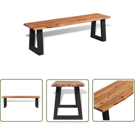The Living Store Banc en bois d'acacia massif 145 cm - Banc Industriel - Banc Design - Banc Acacia - Meuble Salle À Manger - Mobilier Salon (1/5)