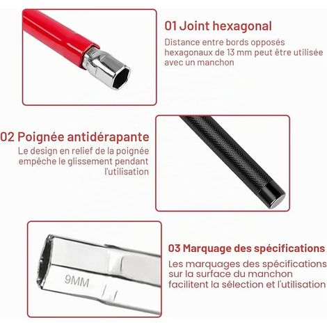 Tap Wrench for Washbasin Special Mixer Tap Installation Tool 8-12 mm, Faucet Wrench Plumbing Tools for Plumbing Installations Sink Faucet Red (1/2)