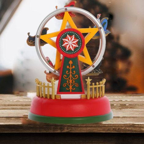 Boîte à musique lumineuse mini Noël, carrousel animé avec grande roue, décoration de bureau romantique et cadeau de fête (1/5)