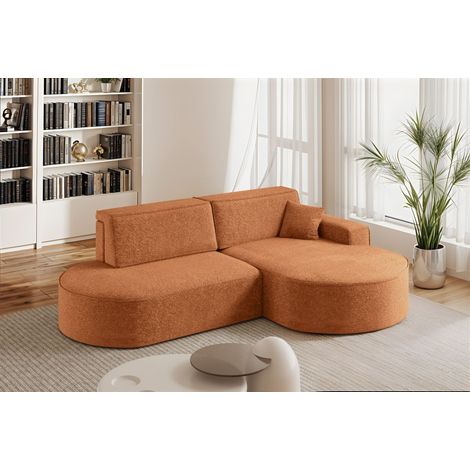 Ecksofa Schlafsofa Sofa VENEDIG Stoff Arena Rostbraun Ottomane Rechts (1/5)