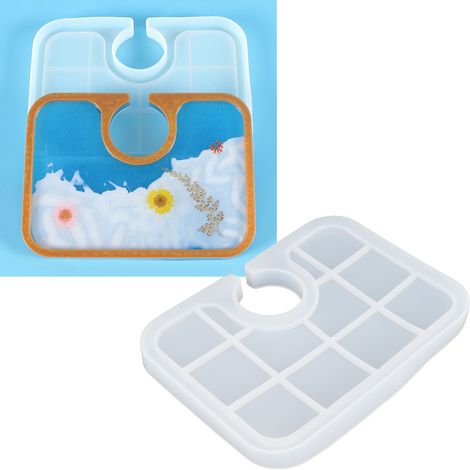 Moules en résine époxy cristal à faire soi-même, tasses à thé, plateaux de petit-déjeuner, assiettes, moules en silicone effet miroir, moules à pâtisserie (petite taille) (1/5)