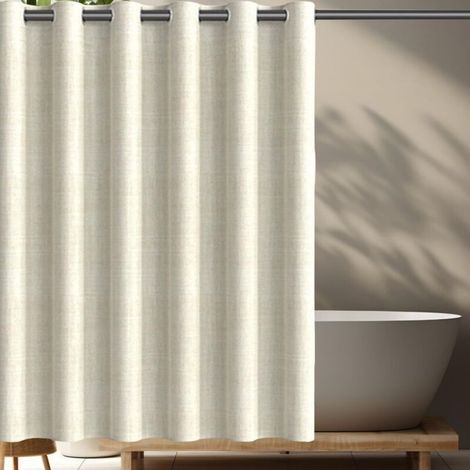 Vtizikl Rideau de chambre à coucher de salon en matériau épaissi imperméable sans perforation installation facile tringle de douche beige (1/5)