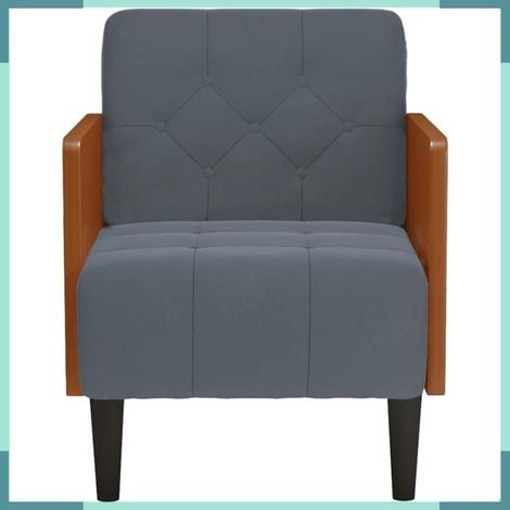 4100596 Fauteuil avec accoudoirs gris foncé 55 cm velours (1/5)