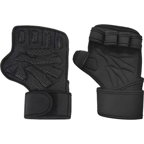 Gants Fitness - Antidérapant Silicone Paume - Néoprène Imperméable - Doigts Ouverts - Bande Poignet Velcro - Mesh Respirant - Par Paire (1/5)