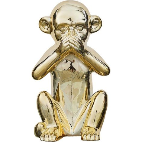 Statuette Déco en Céramique "Singe Assis" 28cm Or (1/5)