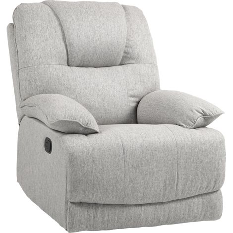 Fauteuil relax inclinable manuel 145°, tissu lin gris clair, repose-pieds réglable, confort moderne pour salon. (1/5)