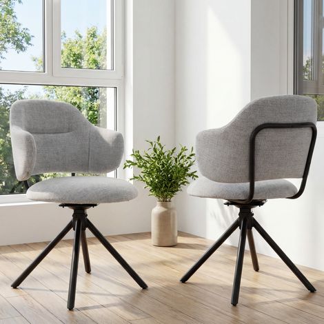 Wahson 2 PZ Sedie Sala da Pranzo Girevoli in Ciniglia, Cucina con Cuscino ad Alta Densità Poltrona Design Moderno per Soggiorno/Ristorante, Grigio