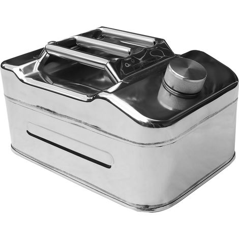 Jerry Can 10ltr Polished Stainless Steel. Fuel, Petrol, Diesel, Oil, Water. Compact Pattern.