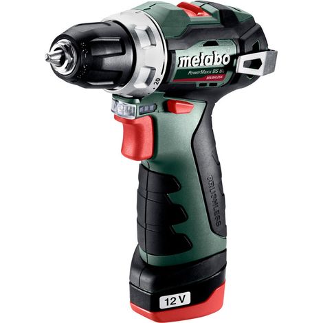 Metabo Akku-Bohrschrauber PowerMaxx BS BL, Kunststoffkoffer, 12V 2x2Ah Li-Power + LC 40 (1/4)