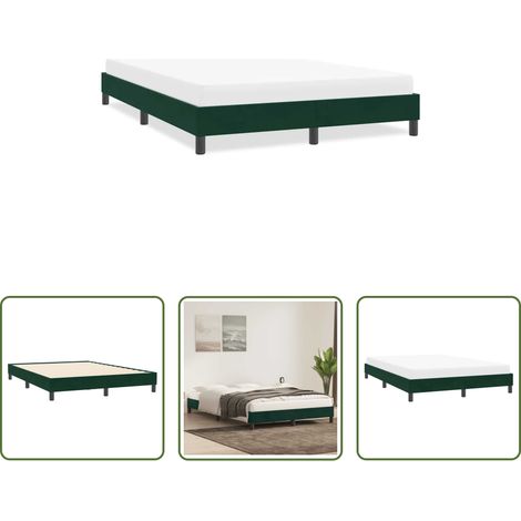 vidaXL Sommier à lattes - Cadre de lit sans matelas vert foncé 140x210 cm velours (1/5)