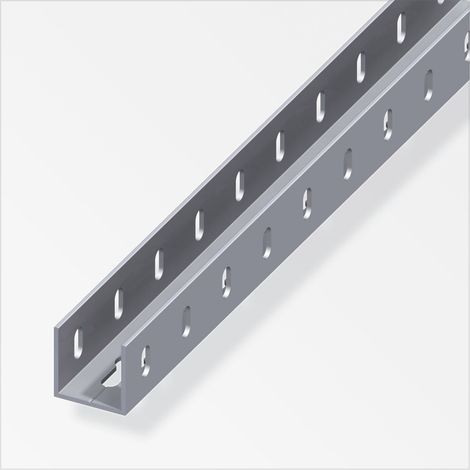 alfer Quadrat-U-Profil 35,5 x 35,5 x 1000 mm gelocht Aluminiumprofil U Schiene