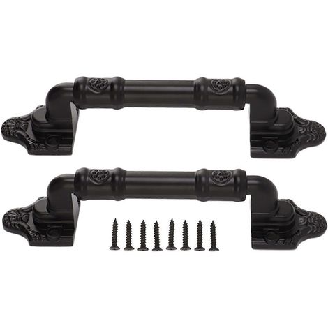 Set aus schwarzen Schiebetürgriffen aus Eisen, robuste und bruchfeste Zughebel, inklusive Schrauben. (1/5)
