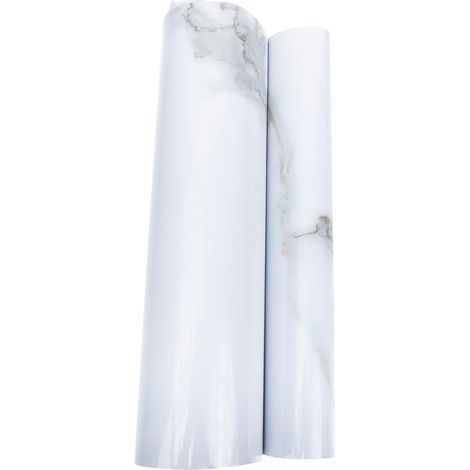 Autocollants Muraux en Pvc Effet Marbré Blanc Imperméable pour Carrelage, Papier Peint Autocollant Créatif, Décor Mural Moderne Cuisine et Bureau, 1 Rouleau (1/5)