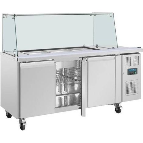 Comptoir à Salade GN avec Pare-Haleine Carré Série U - 3 Portes - Polar (1/5)
