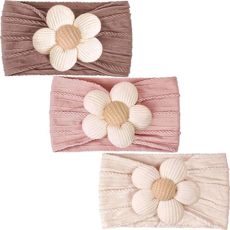 Diadema de flores para bebé, diadema para niña, diadema de nailon, diadema elástica, accesorio para el cabello hecho a mano para recién nacidos y bebés. (1/3)