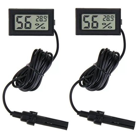BUNTHAUS Thermomètre Hygromètre Numérique Mini avec Sonde 1,5m, 2 Pack  Capteur Précision pour Intérieur, Extérieur, Serre, Incubateur, Aquarium, Terrarium, Cave, Bureau, Chambre, Cuisine, Reptile (1/5)