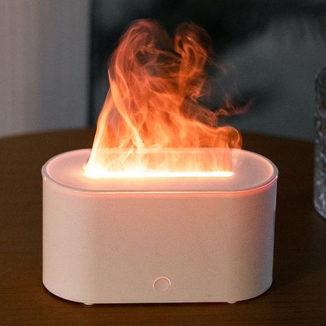 Difusor de aromaterapia con llama de colores y humidificador USB (130 ml), blanco, ABS/PP, 7 colores, automático (1/5)