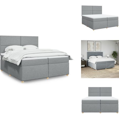 Sommier à lattes de lit avec matelas Gris clair 200x200cm Tissu - Sommier À Lattes De Lit - Sommiers À Lattes De Lit - Lit - Meuble De Chambre À Coucher (1/5)