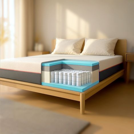The White Stone Matelas 90x200 en Mousse à Mémoire Breeze et Ressorts Ensachés, Hauteur 30 cm - Déhoussable, Hypoallergénique et Respirant - Fabriqué en Italie