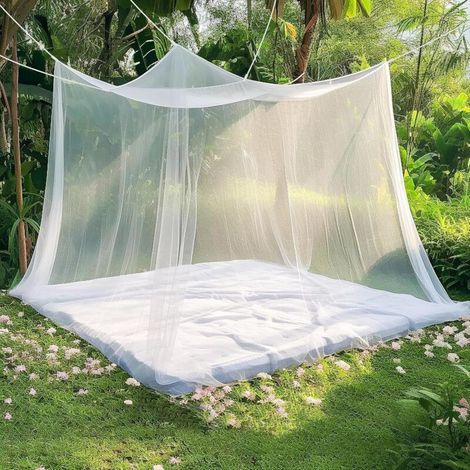 Moustiquaire de 220 x 200 x 200 cm, id��ale pour la chambre et les voyages. Dot��e d'un maillage fin et r��sistant, elle est l��g��re et parfaite pour la maison, les voyages et le camping. Prot��ge ef