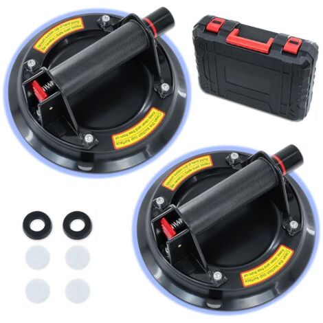 2 Pièces Ventouse Carrelage 8" Ventouse Vitre Professionnelle avec Boîte à Outils Portable,Ventouse pare Brise,Ventouse à Vide Pour soulever de Vitre,Plaques,Carrelage,Meubles,Charge 220 KG