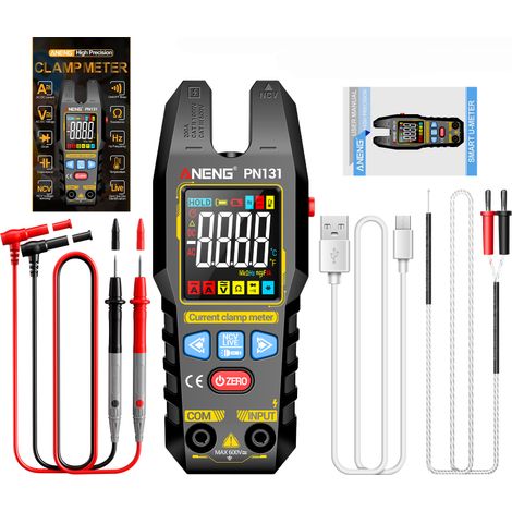 Wiederaufladbares Zangenmultimeter PN131, 4000 Zähler, True-RMS-AC/DC-Tester, NCV, USB-C