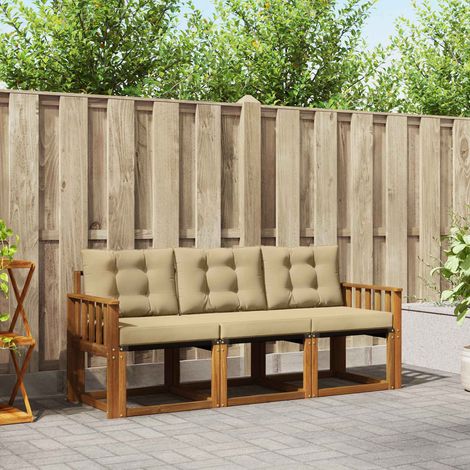 vidaXL  Outdoor Sofa Set  with Cushion 3 pcs Natural and Beige