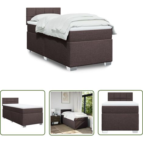 The Living Store Boxspringbett mit Matratze Dunkelbraun 100x200 cm Stoff - Boxspringbett - Doppelbett - Bettsystem - Schlafsofa - Polsterbett (1/5)