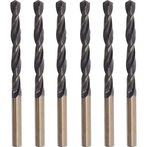 Lot de 6 forets hélicoïdaux en carbure de tungstène pour métal, acier inoxydable, alliage d'aluminium, forets à bois 7 mm (1/4)