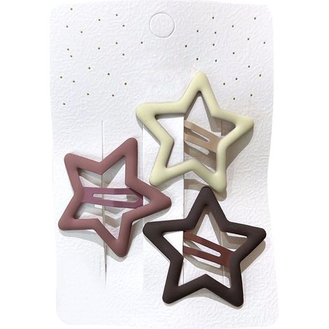 Pinces à cheveux étoiles creuses, barrettes assorties colorées, accessoires coiffure mignons pour femmes filles brun (1/5)
