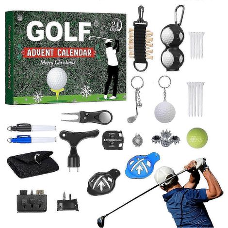 Calendrier de l'Avent 2025 sur le thème du golf, avec compte à rebours de Noël et 24 accessoires. (1/5)