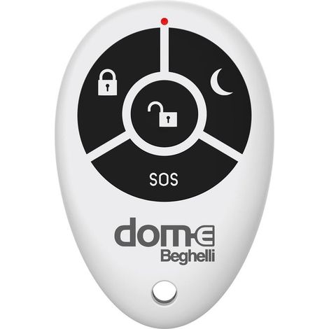 Beghelli 60052 Telecomando per Sistema Allarme Dom-e con Tecnologia LoRa Portata 100 Metri Pulsante SOS Batteria CR2032 Inclusa colore Bianco
