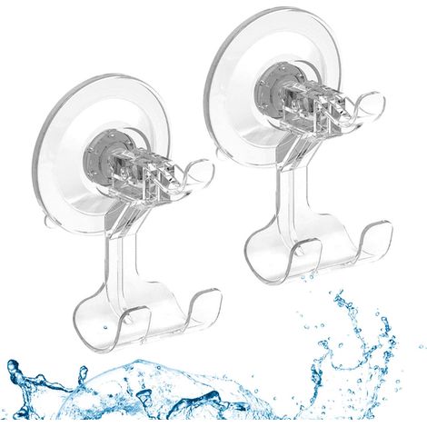 Crochets à ventouse - Lot de 2 crochets transparents pour douche, petits crochets à ventouse amovibles pour douche, cuisine, salle de bain, fenêtres en verre, porte, suspension jusqu'à 3 kg (1/4)