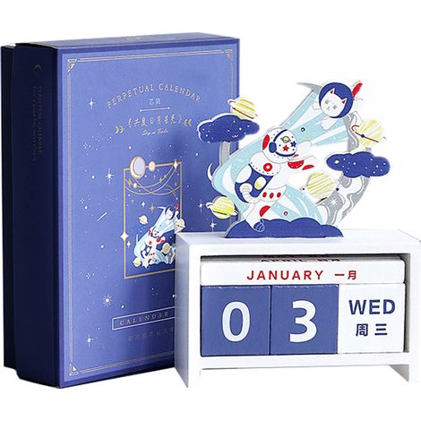 Calendrier de Bureau en Bois Décoration Maison Perpétuel Manuel Réutilisable Cadeau Original Type 1 (1/5)