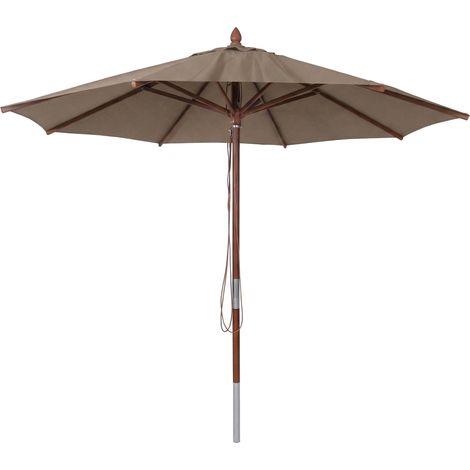 Parasol de restaurant HWC-C57b, parasol de jardin, polyester/bois 14 kg, rond à 3 m, céble de tracti (1/5)