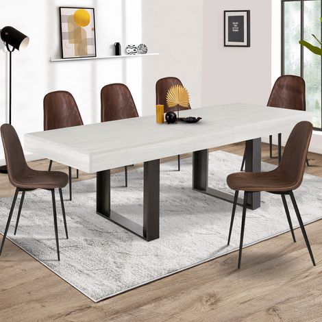 Mesa de comedor extensible PHOENIX 4-8 personas madera gris 160-200 cm (1/5)