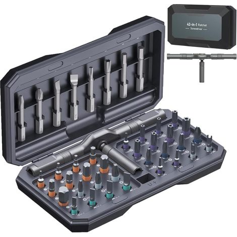 Schraubendreher Set 42in1 Magnet Ratsche Bits Grau Dark Grau (1/5)