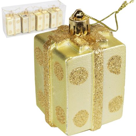 Set mit 4 Kunststoffkugeln in Form von Geschenken (1/4)