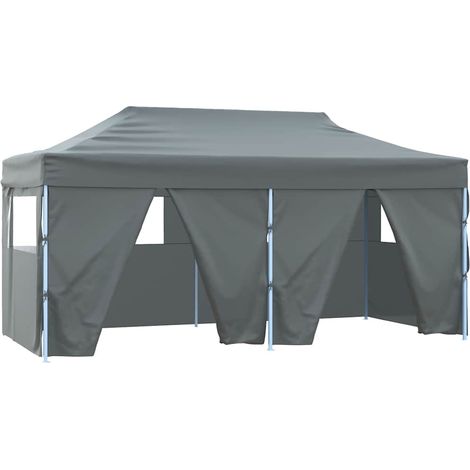 Tente de réception pliable, Pavillon, Pergola, Tente de jardin, avec 4 parois 3x6 m Acier Anthracite OIB8038E (1/5)