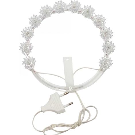 Coroncina Luminosa Aureola Stellario Per Statue Votive cm.12 Luci C/Cavo+spina