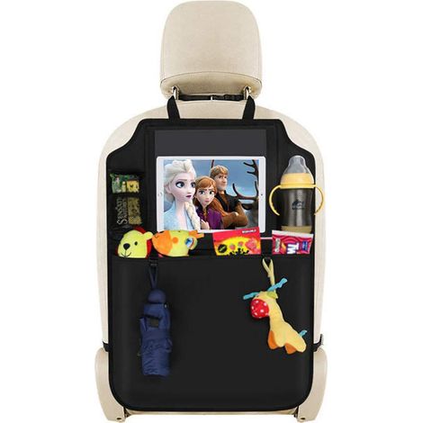 Protecteur De Dossier De Siège Auto - Tapis De Coup De Pied Imperméable 64 X 46 Cm - Porte-Tablette Avec Fenêtre En Pvc Clair Et Poches Multifonctions - 1 Pièce (1/5)