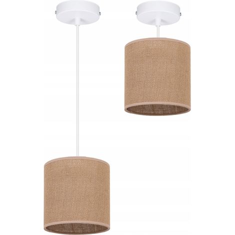 Hängelampe mit Boho-Jute-Röhrenschirm (1/2)